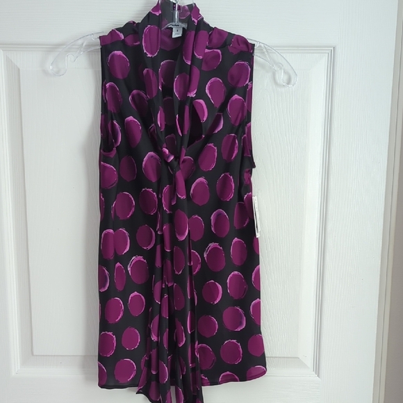 Elegant Purple Polka Dot Women's Top - Picture 1 of 4